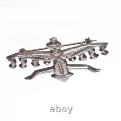 C1930's Vintage Navajo sterling silver cast knifewing pin/brooch