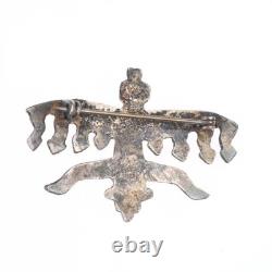 C1930's Vintage Navajo sterling silver cast knifewing pin/brooch