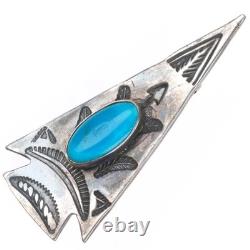 C1940 Vintage Navajo sterling silver Fred Harvey arrowhead pin/brooch turquoise