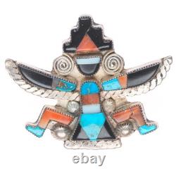 C1940's Zuni spiny oyster/turquois/jet/shell knifewing brooch/pin