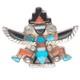 C1940's Zuni Spiny Oyster/turquois/jet/shell Knifewing Brooch/pin