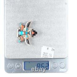 C1940's Zuni spiny oyster/turquois/jet/shell knifewing brooch/pin