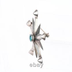 C1950's Vintage Native American sterling silver cast star pin/brooch withturquoise