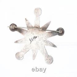 C1950's Vintage Native American sterling silver cast star pin/brooch withturquoise