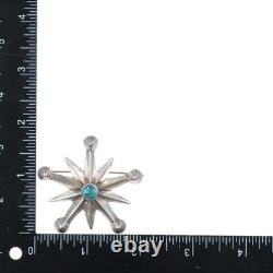C1950's Vintage Native American sterling silver cast star pin/brooch withturquoise