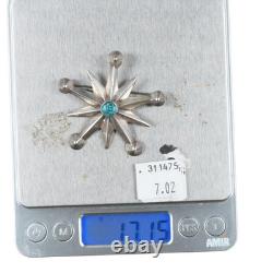 C1950's Vintage Native American sterling silver cast star pin/brooch withturquoise