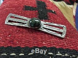 C1950s Sterling Silver Wolf Robe Native American Indian Bow Pin Oklahoma Artist