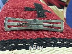 C1950s Sterling Silver Wolf Robe Native American Indian Bow Pin Oklahoma Artist