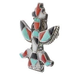 C1960 Zuni Knifewing pin sterling channel inlay