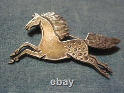 CLARENCE LEE Navajo Silversmith RUNNING APPALOOSA HORSE Pin Signed 1.25