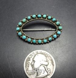 CLASSIC Vintage ZUNI Sterling Silver TURQUOISE Petit Point PIN/BROOCH