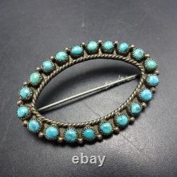 CLASSIC Vintage ZUNI Sterling Silver TURQUOISE Petit Point PIN/BROOCH