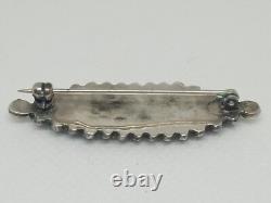 CLEAN Vintage Petit Point 1960's Zuni Sterling Silver Turquoise Pin Snake Eye