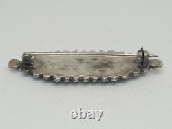 CLEAN Vintage Petit Point 1960's Zuni Sterling Silver Turquoise Pin Snake Eye