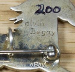 Calvin Begay Navajo Sterling Silver Inlay Horse Pendant Brooch 7185