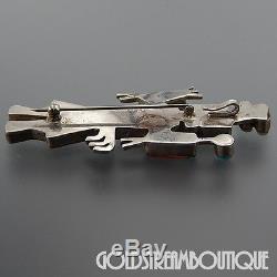 Calvin Desson Navajo Sterling Silver Multi Gemstone Inlay Kachina Pin Pendant