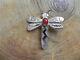 Carnelian & Stamped Sterling Silver Dragonfly Pin/brooch Navajo