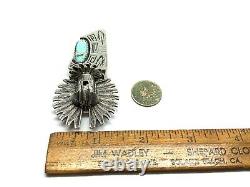 Carol Felley Anglo Native Kachina Sterling Silver Turquoise Pin Brooch Pendant
