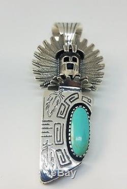 Carol Felley Navajo Sterling Silver Turquoise Large Kachina Pendant Pin