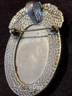 Carolyn Pollack Native American Sterling Silver Blue Cameo Pin Pendant Brooch