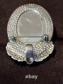 Carolyn Pollack Native American Sterling Silver Blue Cameo Pin Pendant Brooch