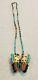 Carved Butterfly Zuni Inlay Pin Pendant Turquoise Pinto Sterling Heishi Necklace