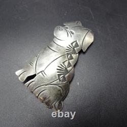 Cecil Perry NAVAJO Hand Stamped Sterling Silver PIG Porcine Oinker PIN/BROOCH
