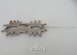 Charming Old Pawn Zuni Petit Point Sterling Silver Bow Turquoise Pin Brooch