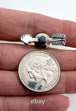 Clarence Russel Lee Handmade Navajo Sterling Silver Turquoise Arrow Pin Tie Tack