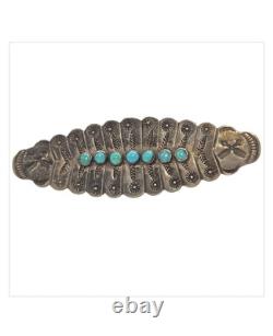 Cold Chisel Harvey Era Navajo Sterling Silver Turquoise Arrow Pin Brooch