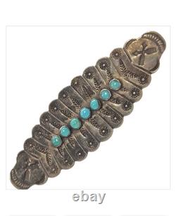 Cold Chisel Harvey Era Navajo Sterling Silver Turquoise Arrow Pin Brooch