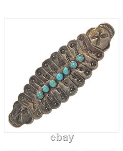 Cold Chisel Harvey Era Navajo Sterling Silver Turquoise Arrow Pin Brooch