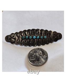 Cold Chisel Harvey Era Navajo Sterling Silver Turquoise Arrow Pin Brooch