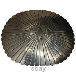 Collectible 1970s NAVAJO STERLING SILVER Large SUNBURST Concho Pin Brooch