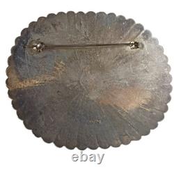 Collectible 1970s NAVAJO STERLING SILVER Large SUNBURST Concho Pin Brooch