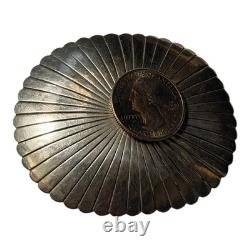 Collectible 1970s NAVAJO STERLING SILVER Large SUNBURST Concho Pin Brooch