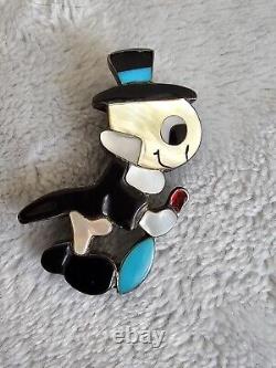 Collectible Zuni sterling silver JIMINY Disney Pin Broach Turquoise