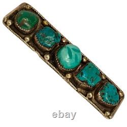 Collectible1950s Navajo Cerrillos Turquoise Sterling Silver Pin Brooch