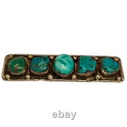 Collectible1950s Navajo Cerrillos Turquoise Sterling Silver Pin Brooch