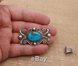 Collector Navajo Silver Pin Brooch Pendant Signed Rick Martinez Choice Turquoise