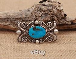 Collector Navajo Silver Pin Brooch Pendant Signed Rick Martinez Choice Turquoise