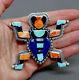 Colorful Federico Jimenez Multi-stone Inlay Sterling Silver Frog Pin / Brooch