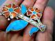 Colorful Native American Multi-stone Flowers Inlay Sterling Silver Brooch Pin