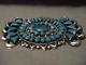 Colossal Xxl Vintage Navajo Very Old Turquoise Silver Pin Old