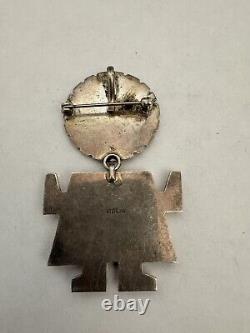 Cool Estate Vintage Sterling Tooled Navajo Kachina Sunface Pin Pendant