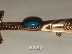 Copper Tomahawk Axe Pin Turquoise New Mexico Souvenir Vintage