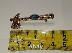 Copper Tomahawk Axe Pin Turquoise New Mexico Souvenir Vintage