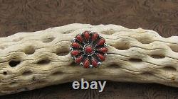 Coral Pin/Pendant Sterling Silver Petit Point+