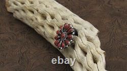 Coral Pin/Pendant Sterling Silver Petit Point+