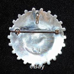 Coral & Sterling Silver Zuni Petit Point Pendant/Pin by Lorraine Waatsa 1 3/4